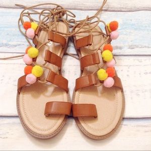 🌟5 for $25🌟 Bebo Lace Up Pom Pom Sandals
